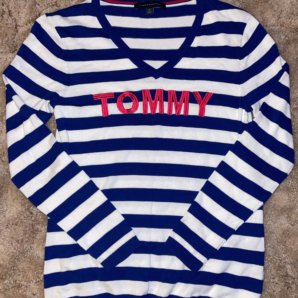 Tommy Hilfiger “Tommy” Embroidered Long Sleeve Sweater